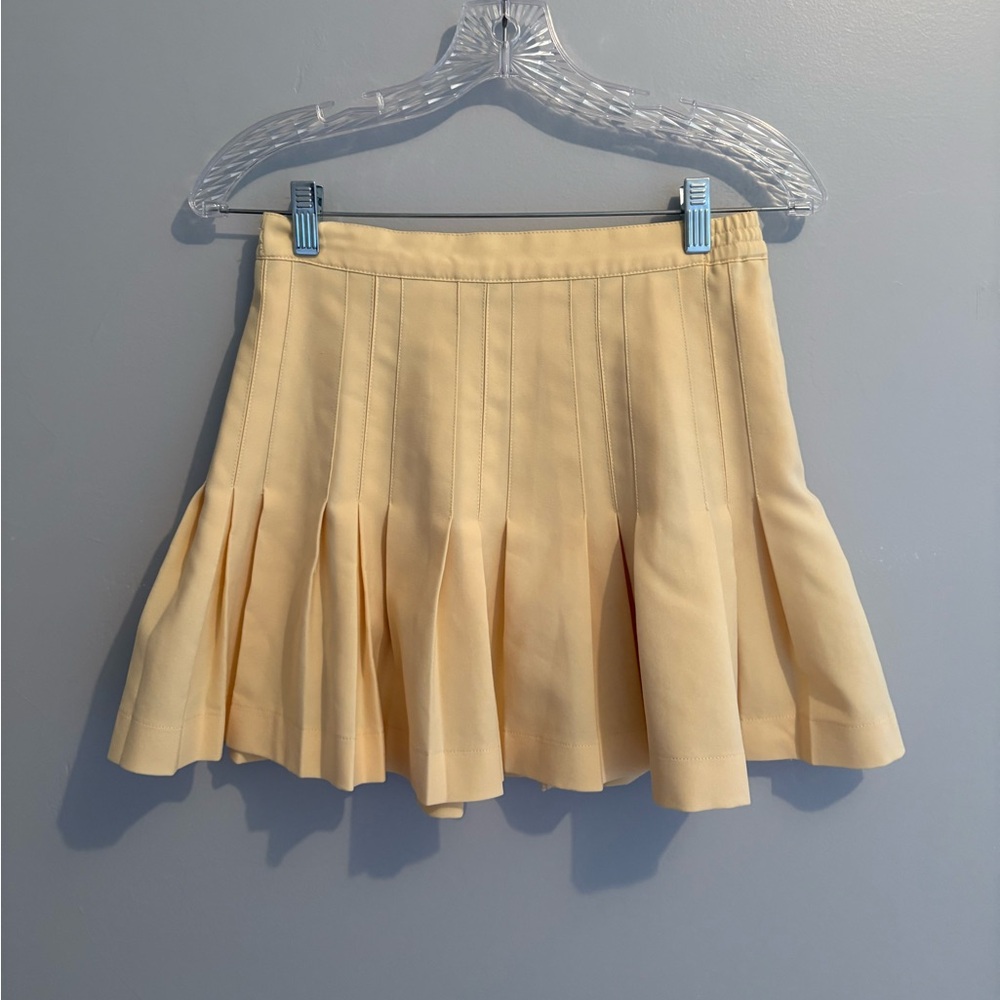 Vintage Lizsport Women Size 2 Butter Yellow Pleated Tennis Skirt Mini 26" Waist - Picture 6 of 16